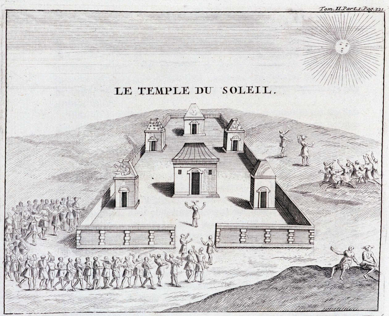 O Templo do Sol - em "Viagem Histórica da América do Sul feita por ordem do Rei de Espanha" por Don Georges Juan & Don Antoine de Ulloa, T.II, ed. Jombert, Librairie du Roi, Paris de Unknown artist