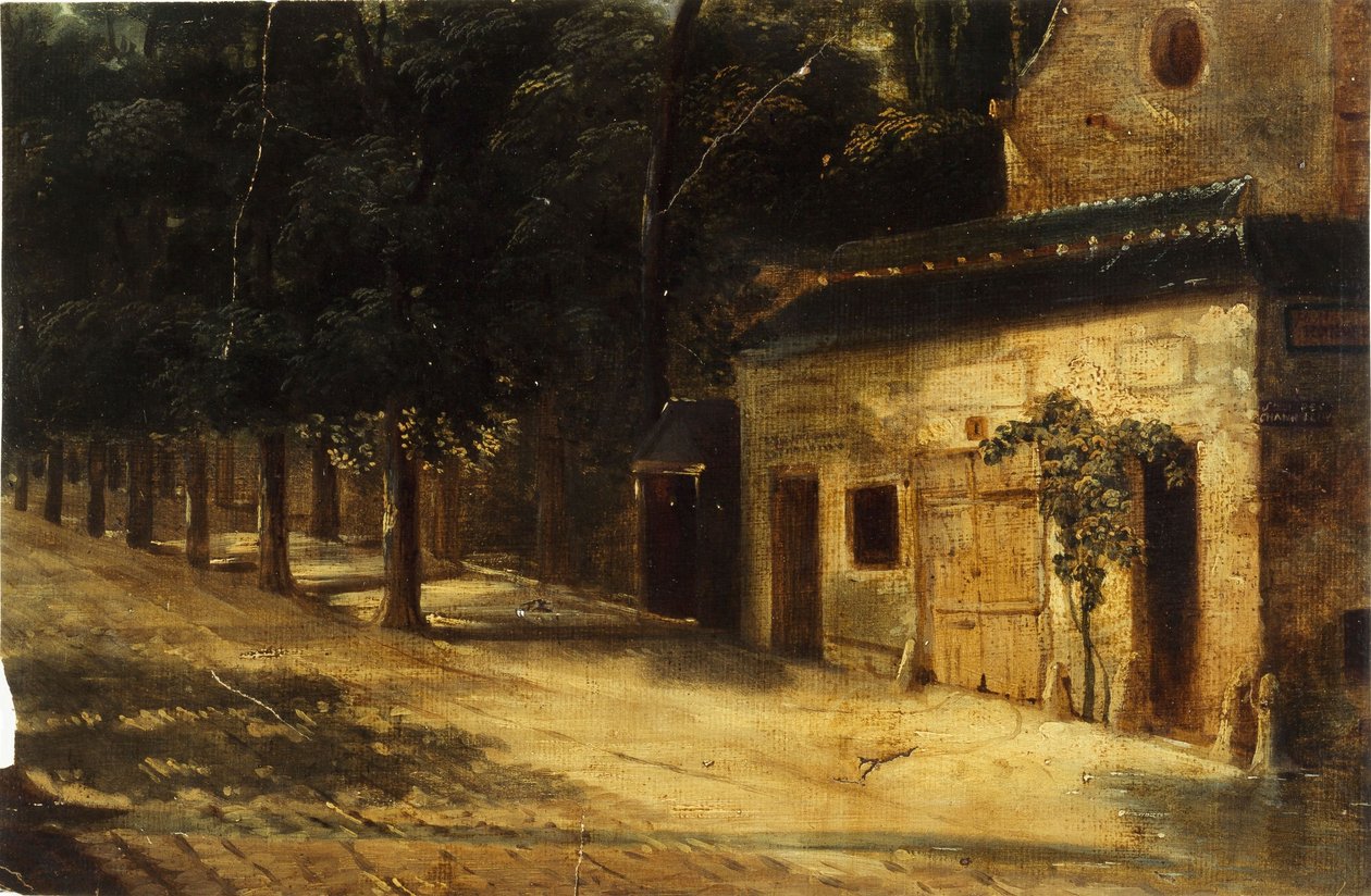 Le coin de la rue du Faubourg-Saint-Honoré, atual 8º arrondissement, entre 1820 e 1840 (óleo sobre tela) de Unknown artist