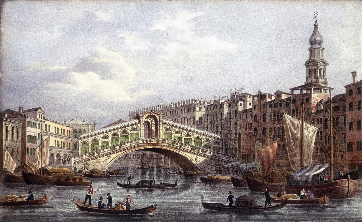 Le pont Rialto - in "Album of the main views of Venice", Ill. by Marco Moro, ed. Gio Brizeghel, v.1840 de Unknown artist