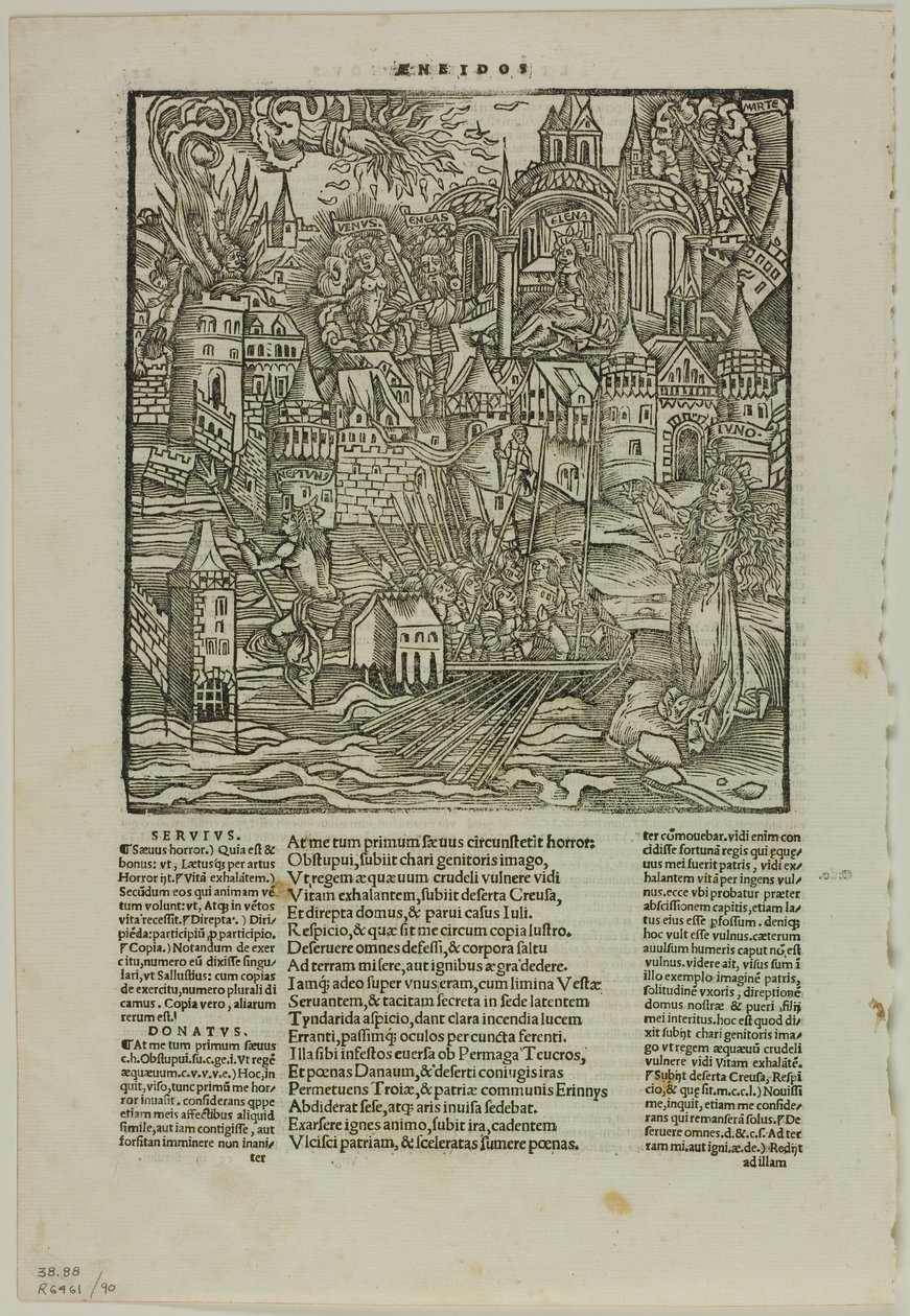 Folha da Ópera de Virgílio (depois do Virgílio de Estrasburgo, 1502), placa 90 de xilogravuras de livros do século XVI de Unknown artist