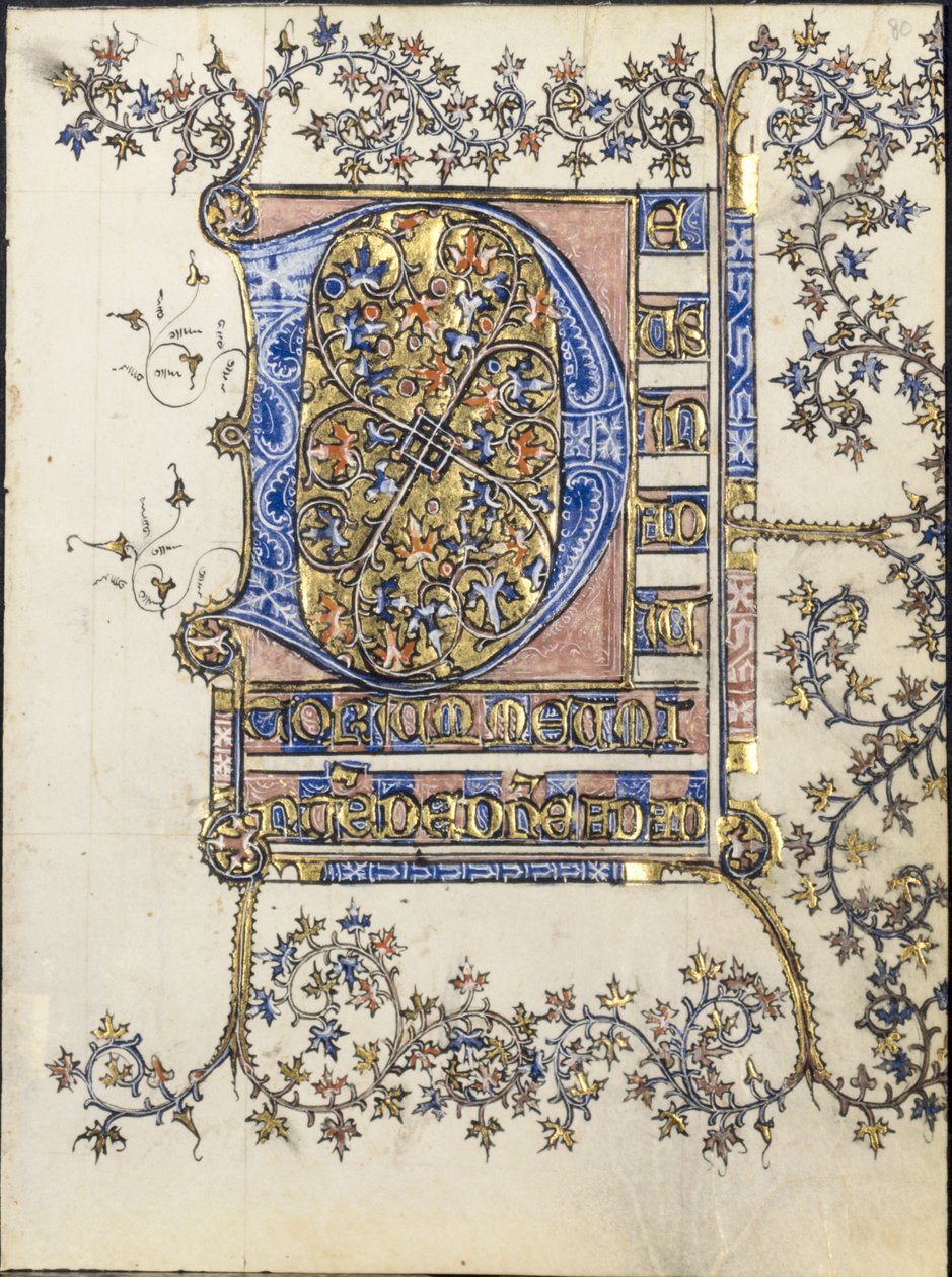 Folha de um livro de horas: inicial D de Unknown artist