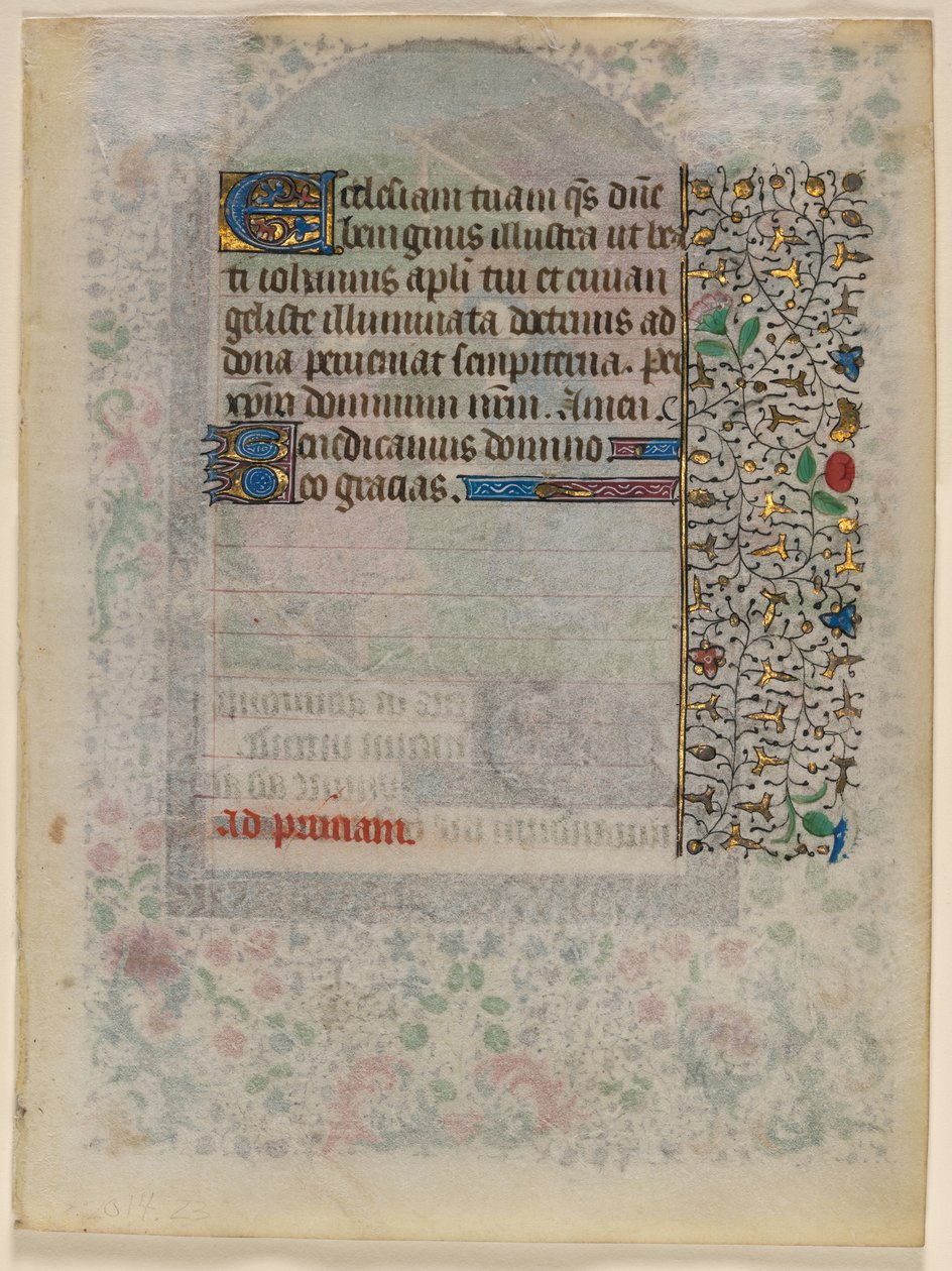 Folha de um livro de horas: texto (verso) de Unknown artist