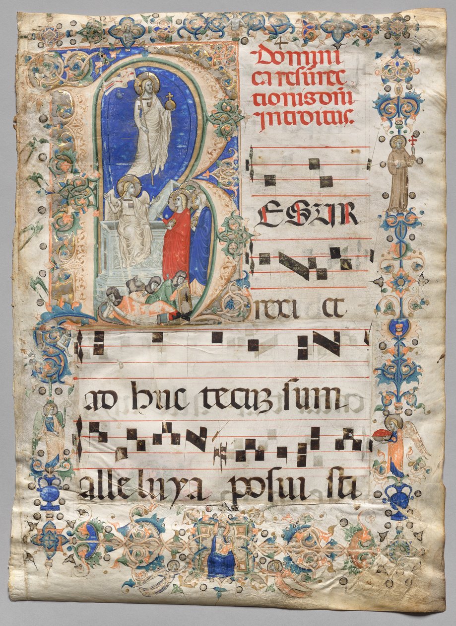 Folha de um Gradual: Historiated Initial R: A Ressurreição (recto) de Unknown artist