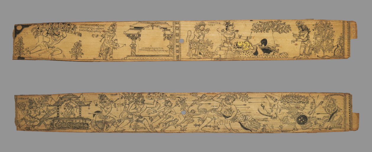 Folha de um romance de Chandrabhanu e Lavanyavati de Upendra Bhanja (indiano, falecido em 1740) de Unknown artist