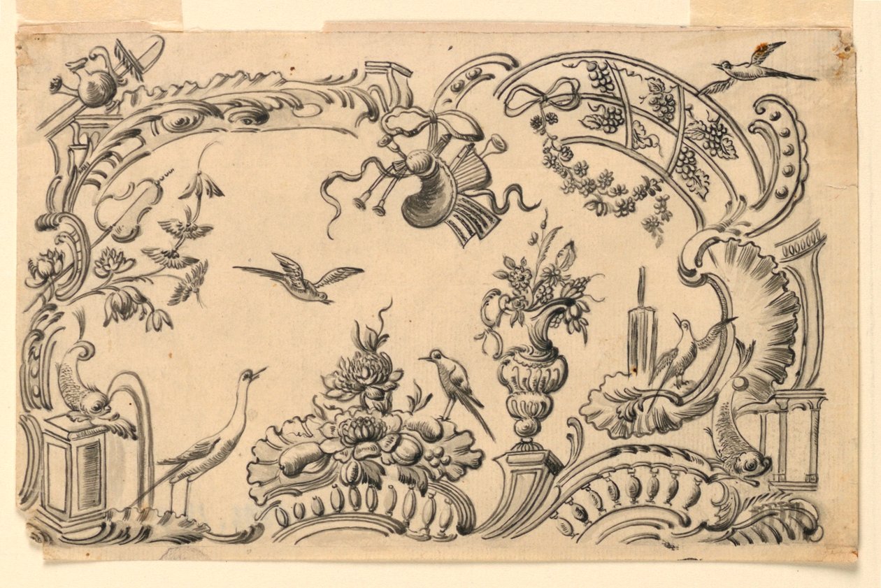 Folha com motivos para decoração de caixas de rapé de Unknown artist