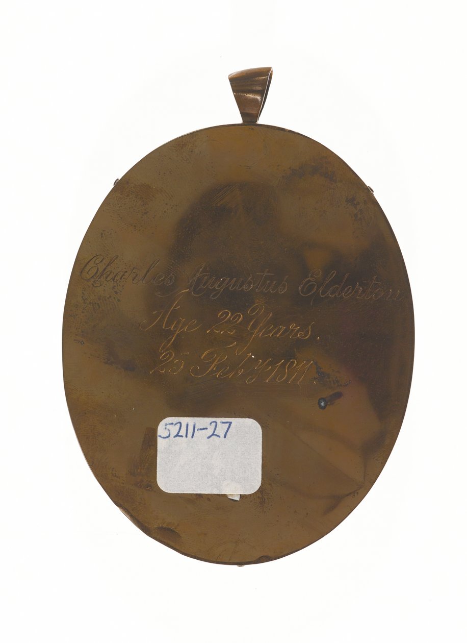 Tenente Charles Augustus Elderton (1789-1841), 9ª Infantaria Nativa de Madras, 25 de Fevereiro de 1811 (miniatura em marfim) de Unknown artist