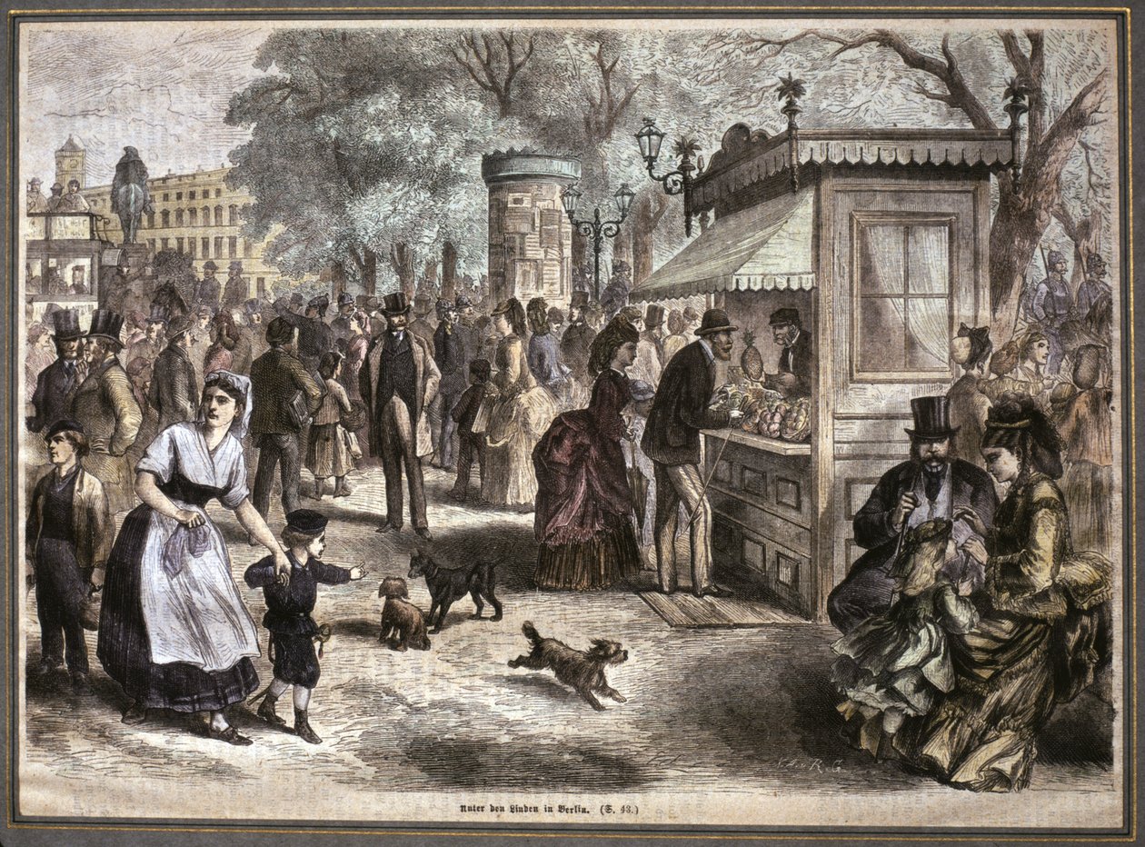 Vida em Berlim, 2ª metade do século XIX (gravura) de Unknown artist