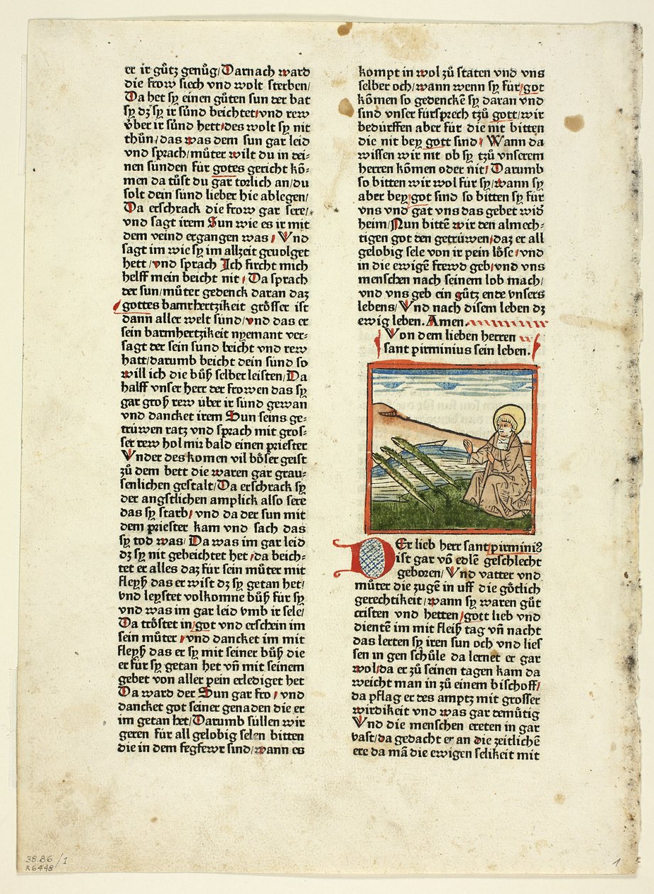 Vida de São Pirminius de Heiligenleben, Winterteil (Vidas dos Santos, Inverno), Placa 1 de Xilogravuras de Livros do Século XV de Unknown artist