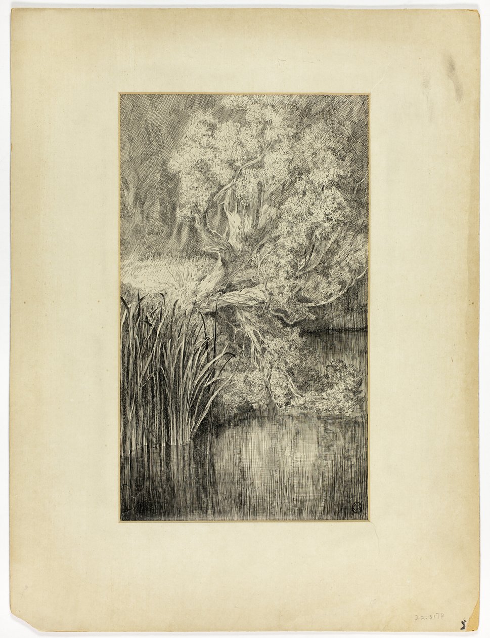 Pequeno lago no bosque de Unknown artist