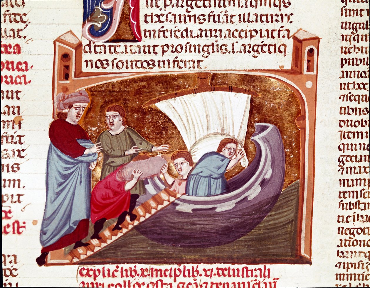 Carregando um navio no tempo do Imperador Justiniano (Miniatura de Unknown artist