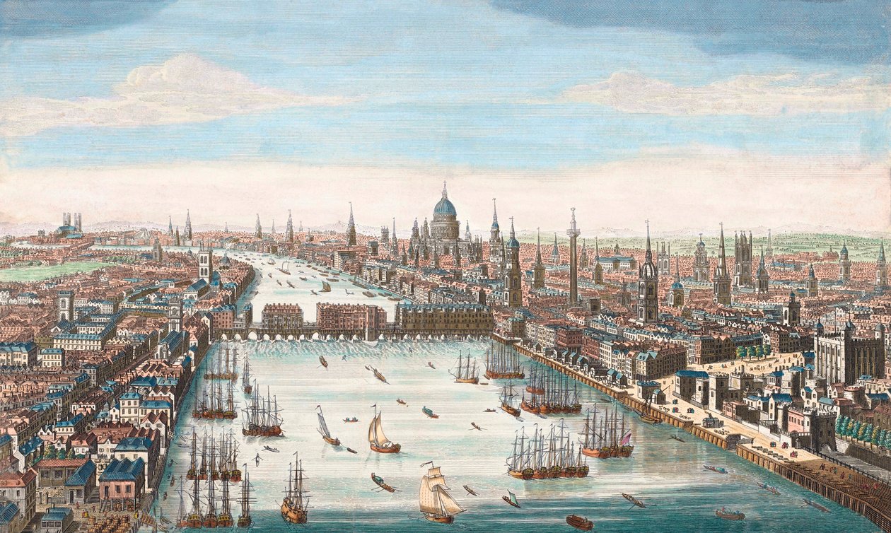 Londres no século XVIII, Vista do Rio Tamisa para a Ponte de Londres e a Catedral de St Paul de Unknown artist