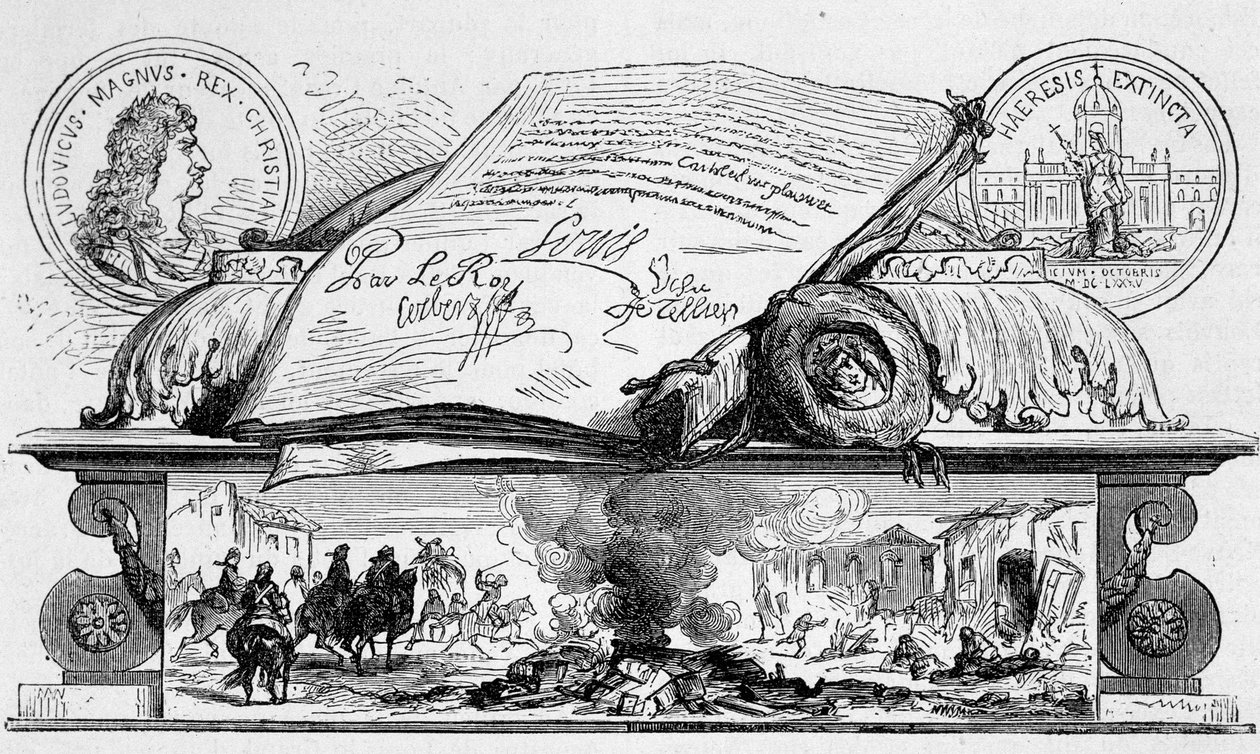Luís XIV assinou a revogação da edição de Nantes. de Unknown artist