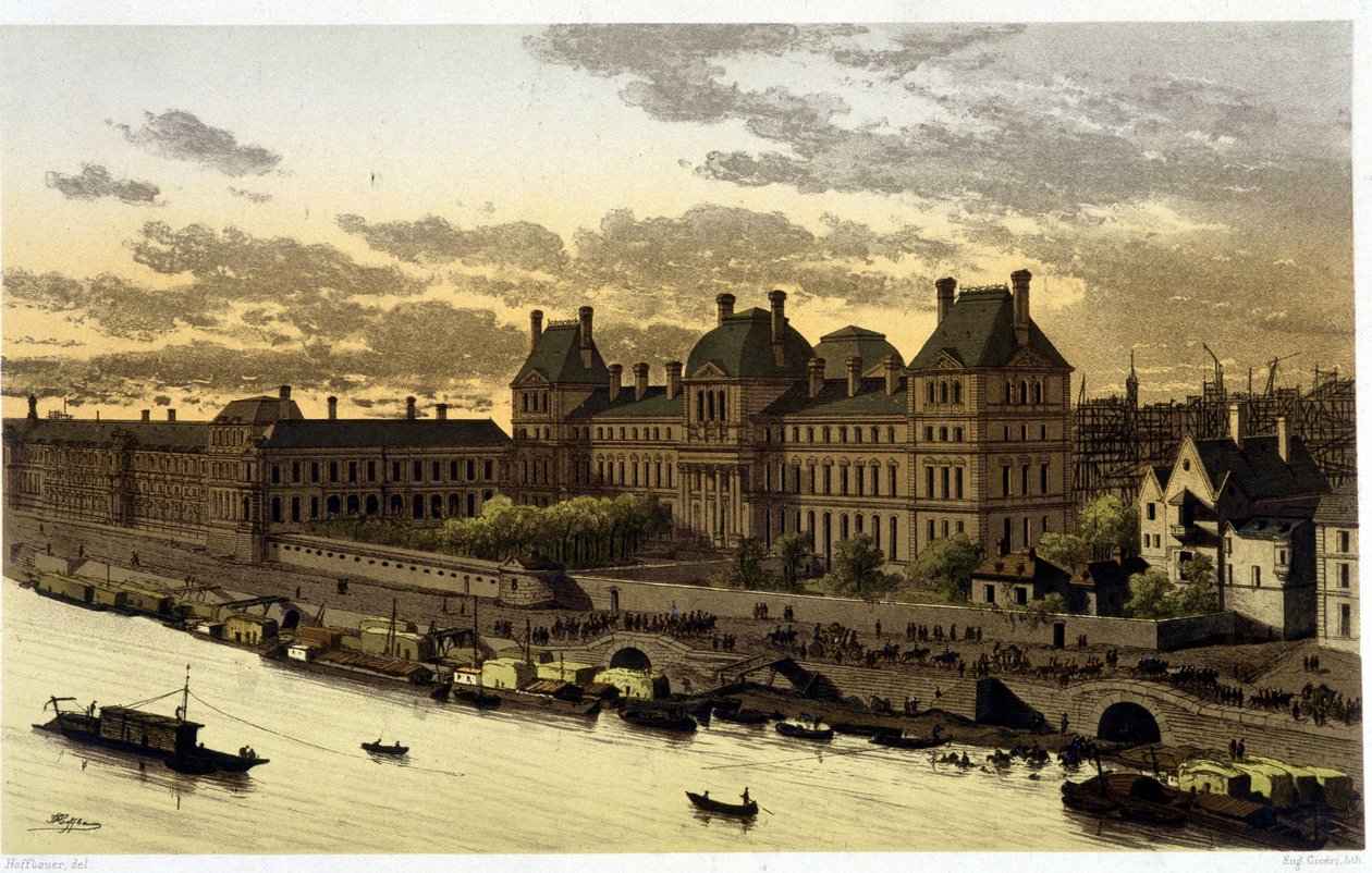 Louvre sob o reinado de Luís XIV em "Paris através das Idades desde o século XIII até aos nossos dias" 1882 de Unknown artist