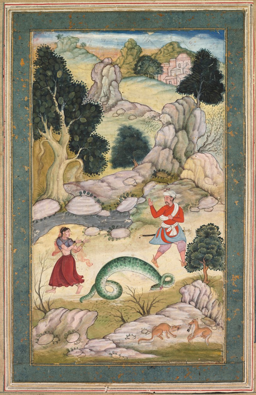 Amantes de despedida, página de um livro de fábulas de Unknown artist