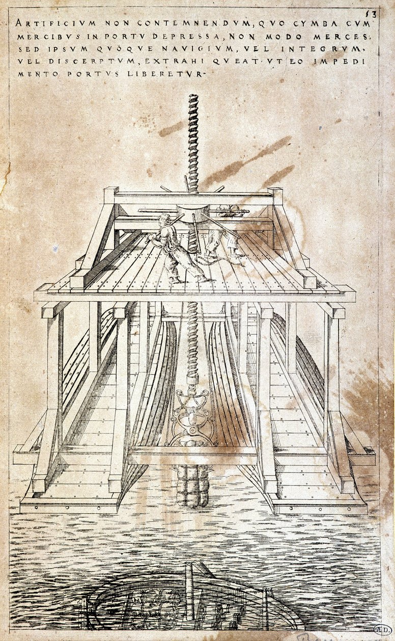 Máquina para recuperar mercadorias de um naufrágio de Unknown artist
