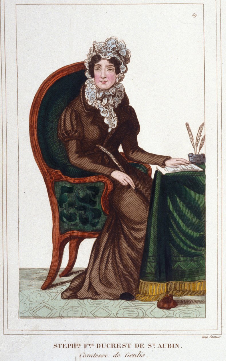 Madame de Genlis - Retrato de Stephanie Felicite da Crista de Saint-Aubin (Saint Aubin de Unknown artist