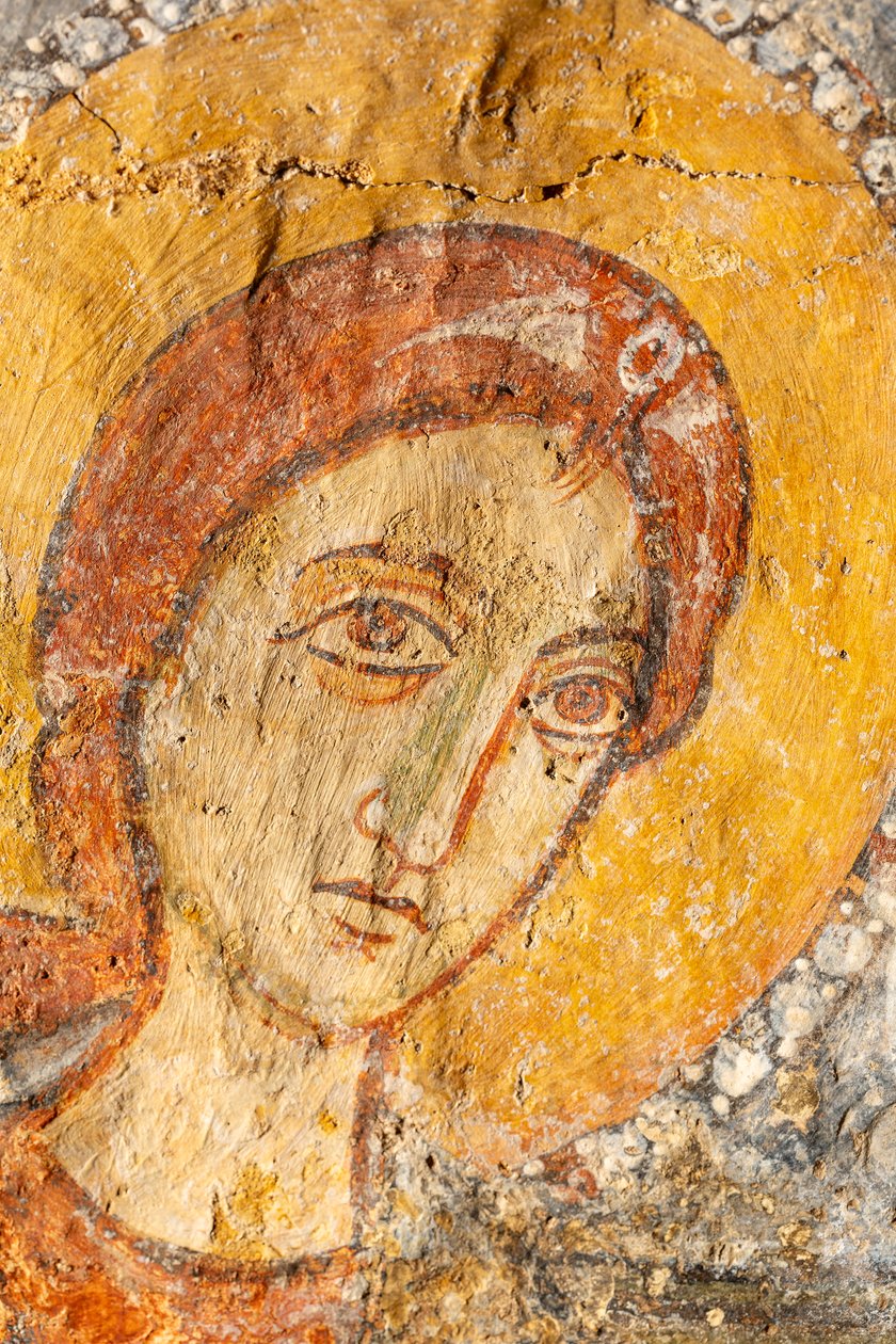 Madona e Menino entre os Arcanjos, pormenor da Virgem Maria de Unknown artist