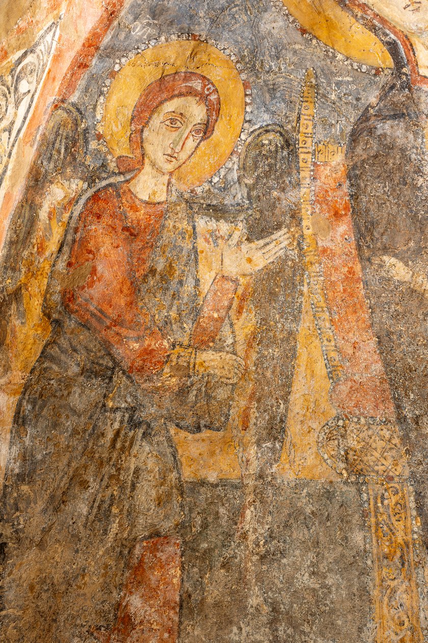 Madona e Menino entre os Arcanjos, pormenor do arcanjo da esquerda de Unknown artist