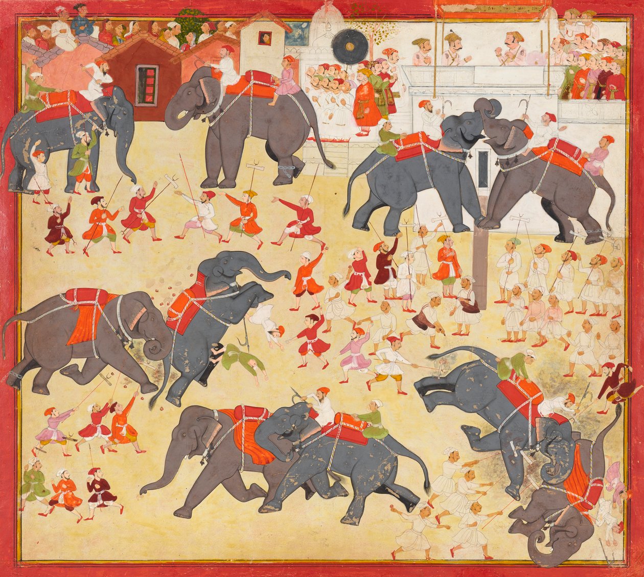 Maharana Raj Singh observando uma luta de elefantes de Unknown artist