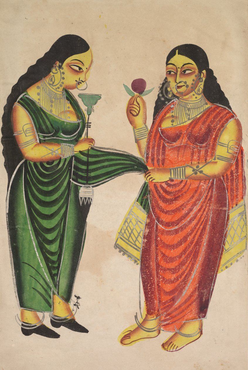 Empregada trazendo um cachimbo de água para uma senhora (reto) de Unknown artist