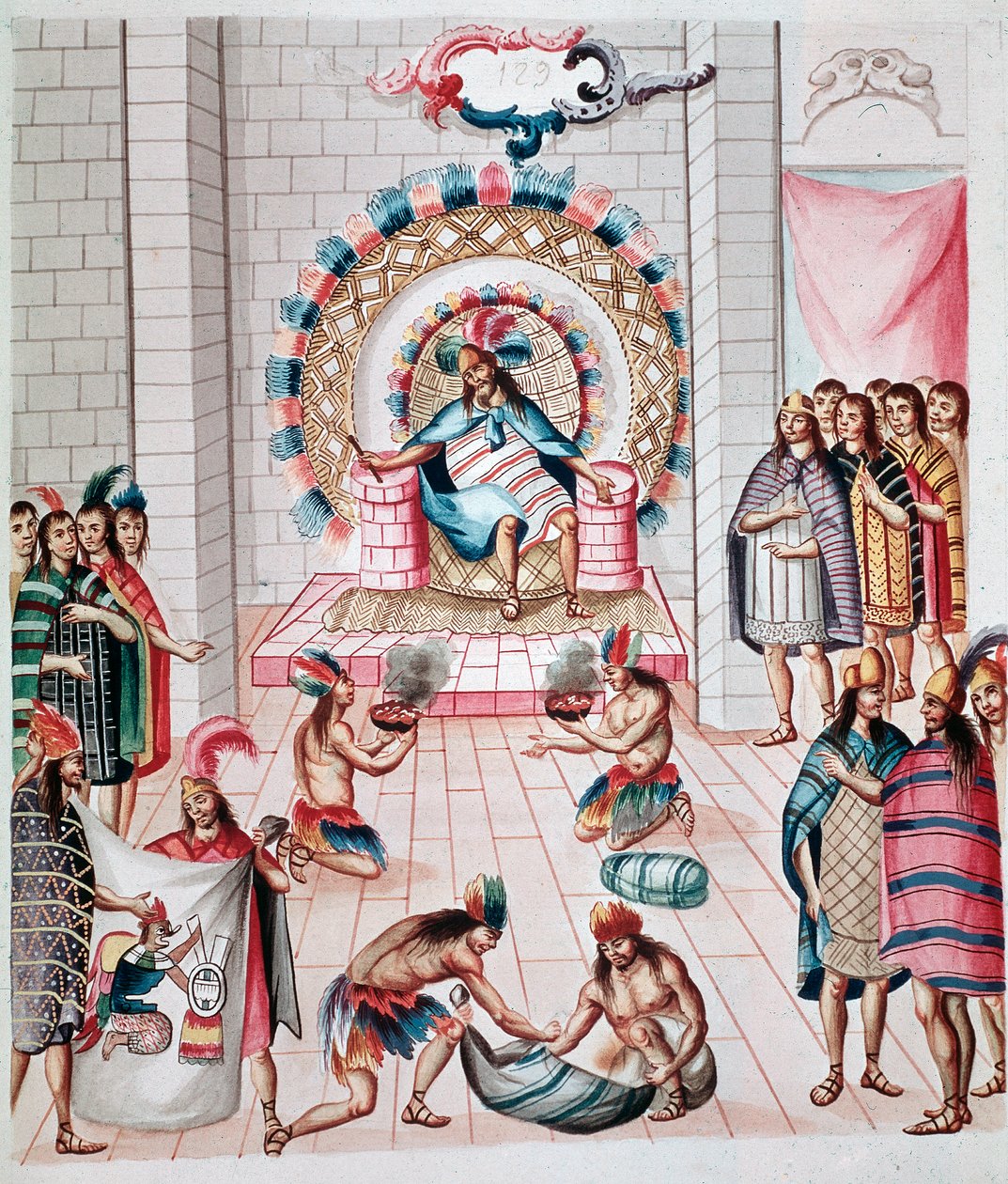 Fazer oferendas ao rei (Aquarela, c.1770-1780) de Unknown artist