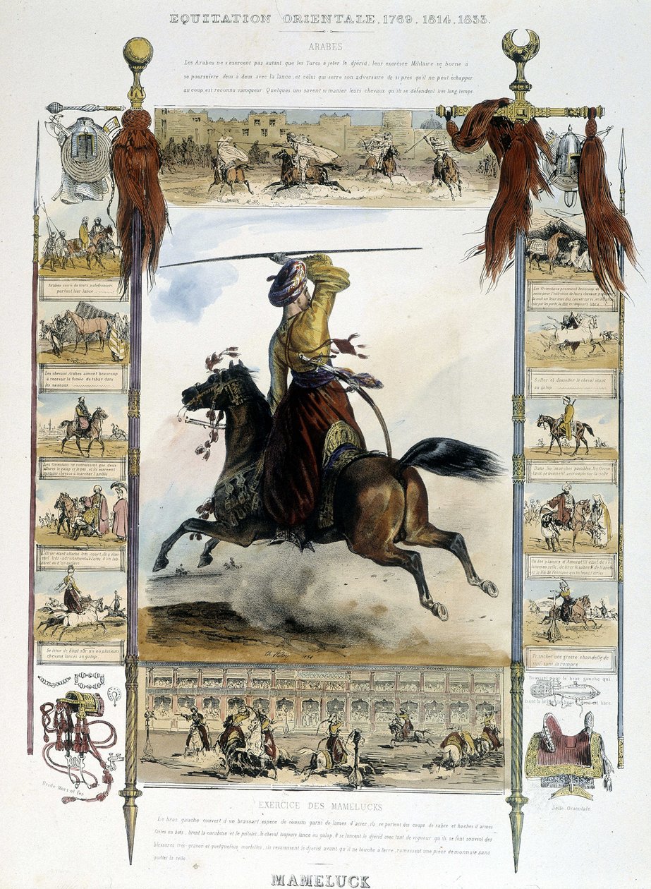 Mameluck (Eastern Horse Riding) - em "Picturesque History of Ancient and Modern Horseback Riding" por Charles Aubry de Unknown artist