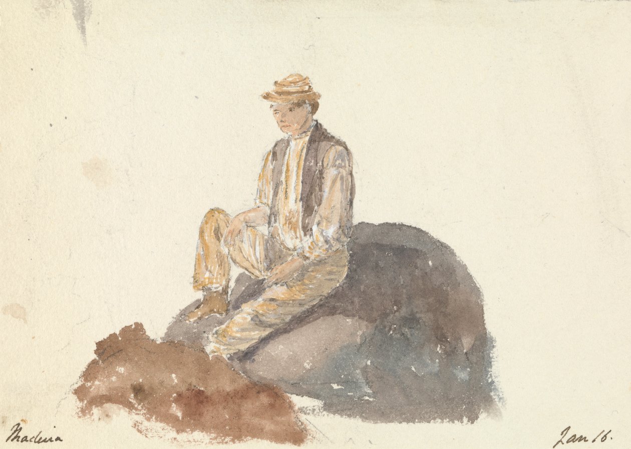Homem sentado numa rocha (Madeira Jan 16) de Unknown artist