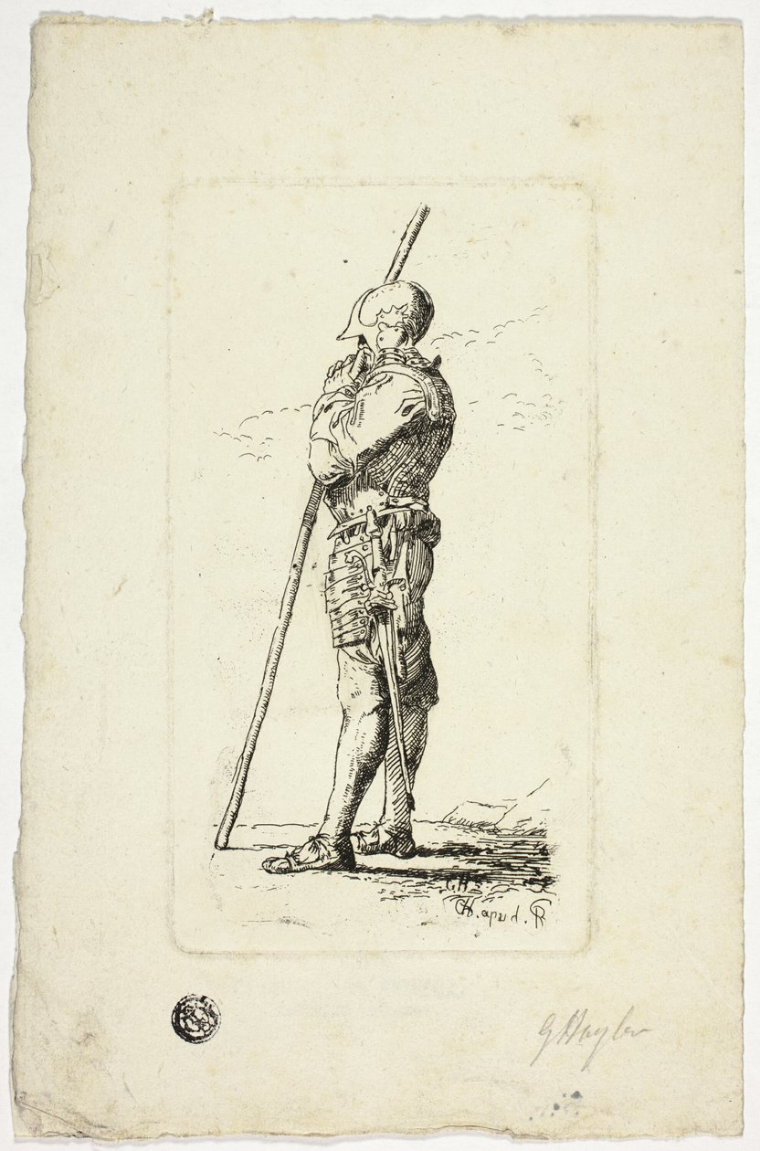 Homem de Armadura Segurando Cajado de Unknown artist
