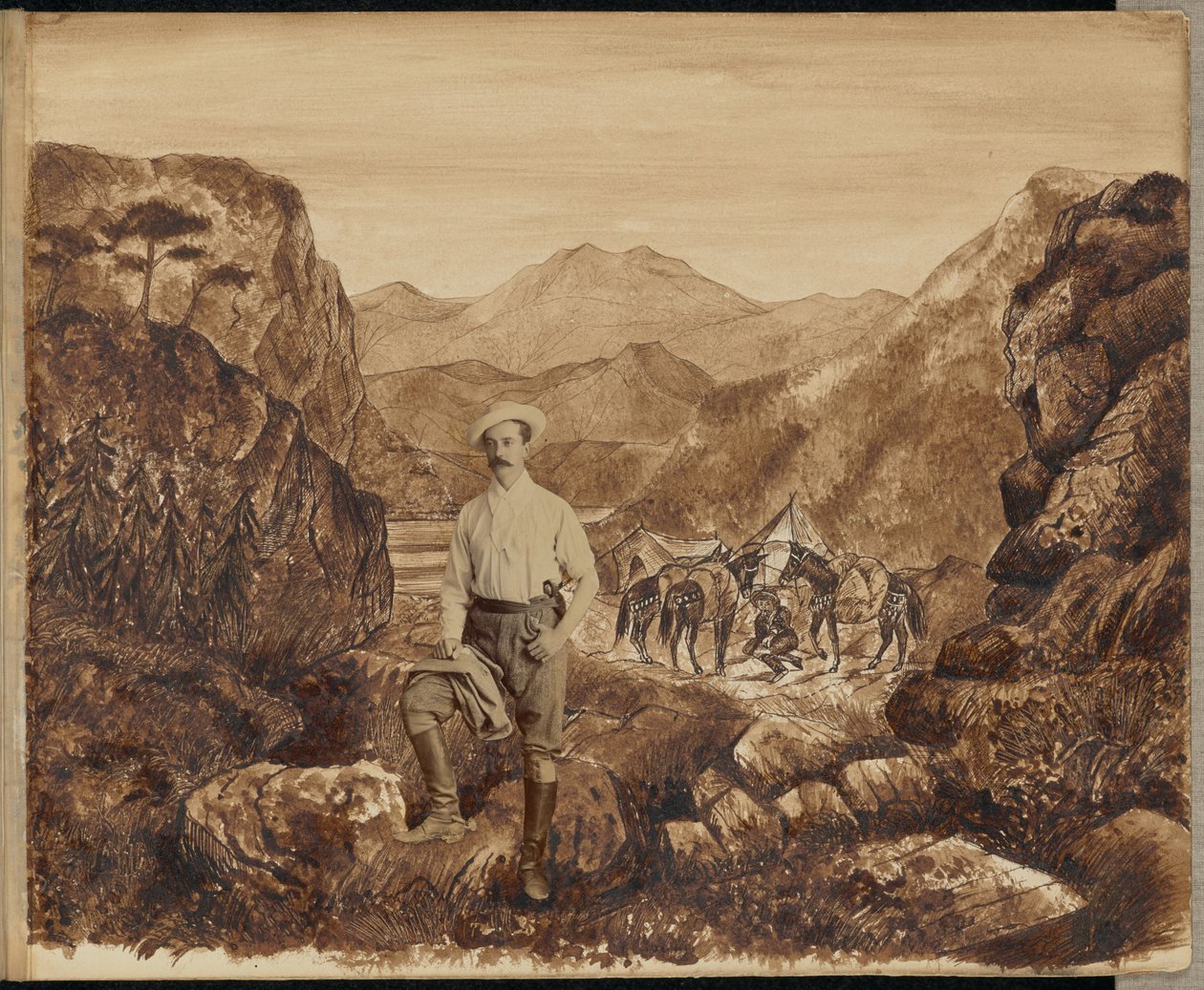 [Homem numa paisagem de montanha]. de Unknown artist