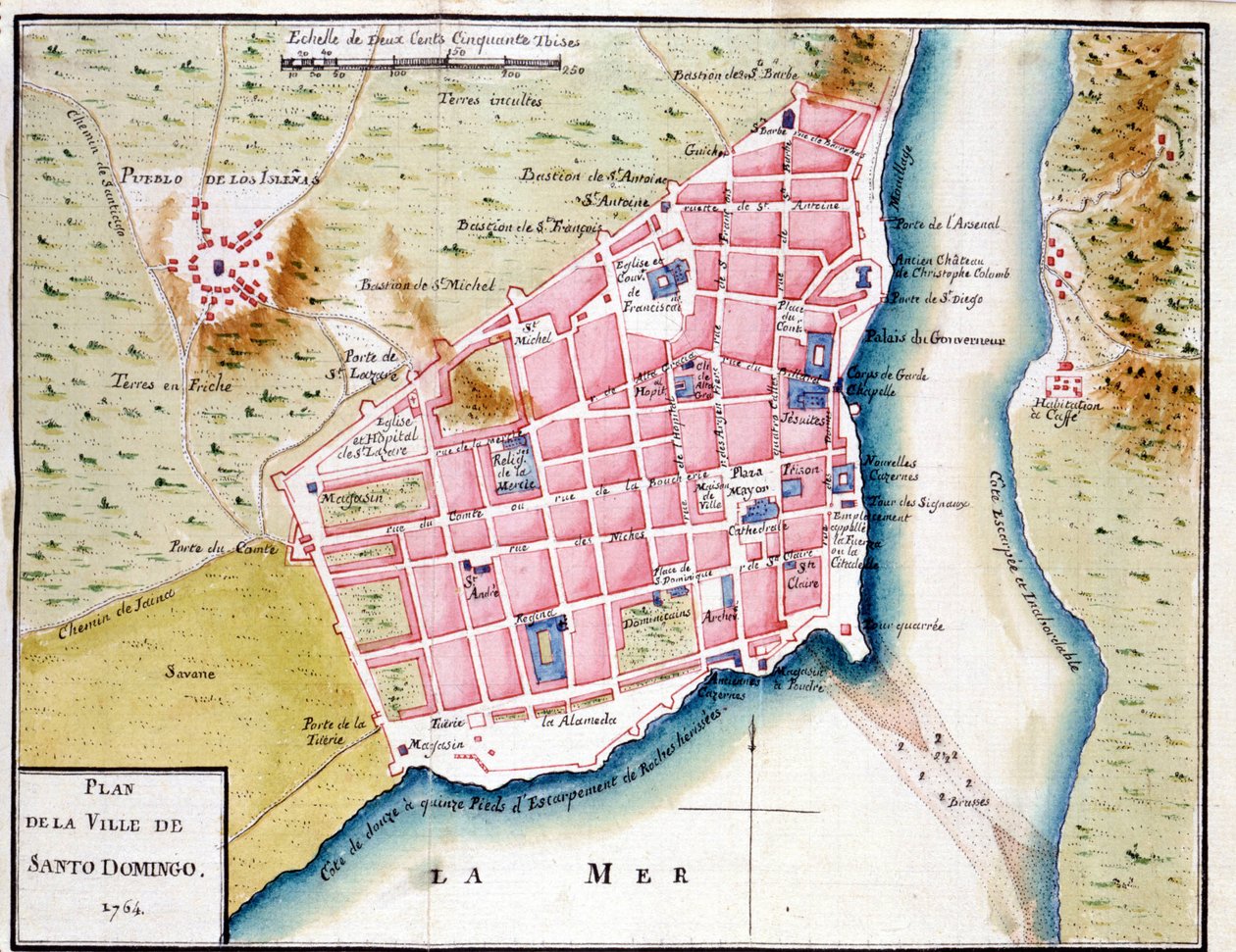 Mapa manuscrito da cidade de Santo Domingo de Unknown artist
