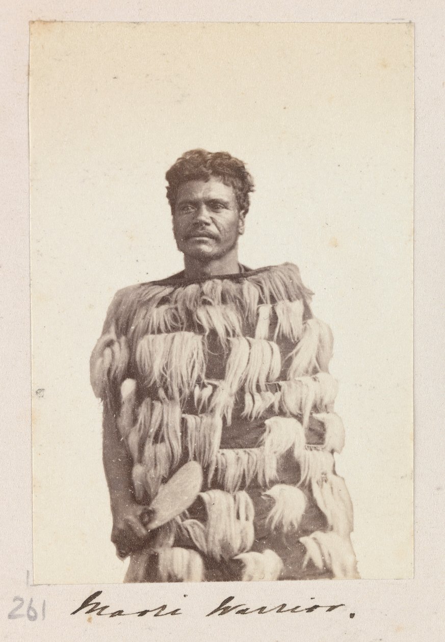 Guerreiro Maori, c.1876 (fotografia a preto e branco) de Unknown artist