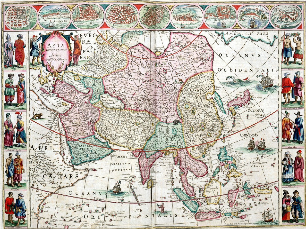 Mapa da Ásia do Atlas de Bleau de Unknown artist