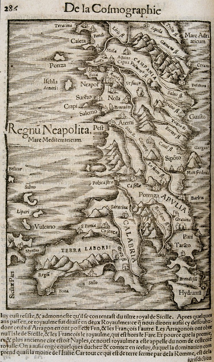 Mapa da Itália - em "Cosmografia Universal". de Unknown artist