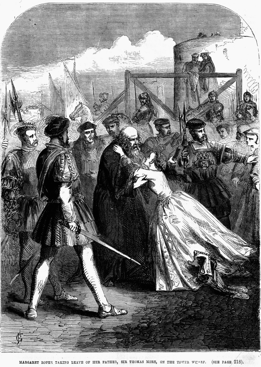 Margaret Roper despedindo-se de seu pai Thomas More (1478 - 1535), perto da Torre Wharf de Unknown artist