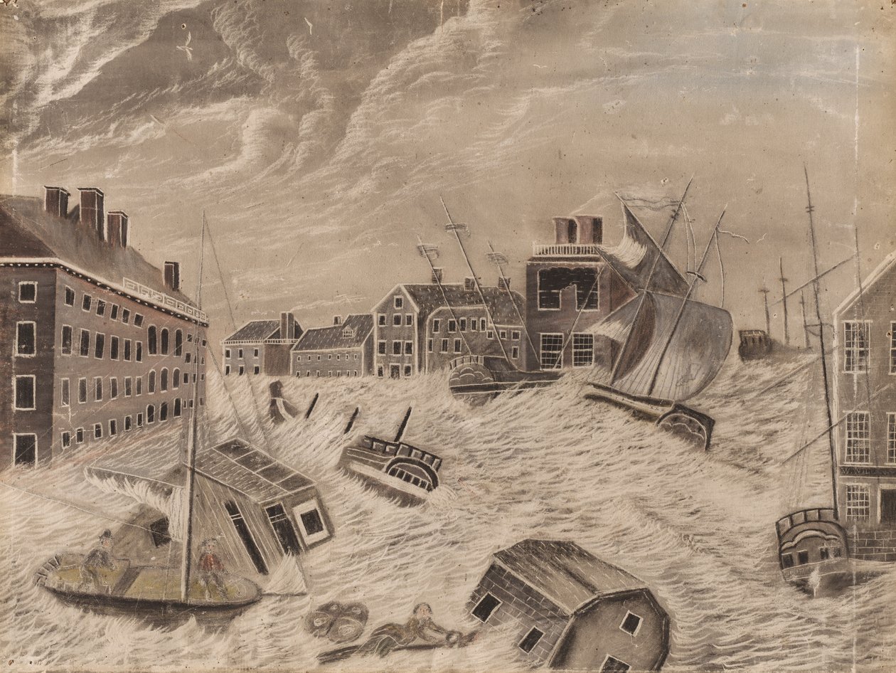 Market Square, Providence, Rhode Island, durante o grande vendaval de setembro de Unknown artist