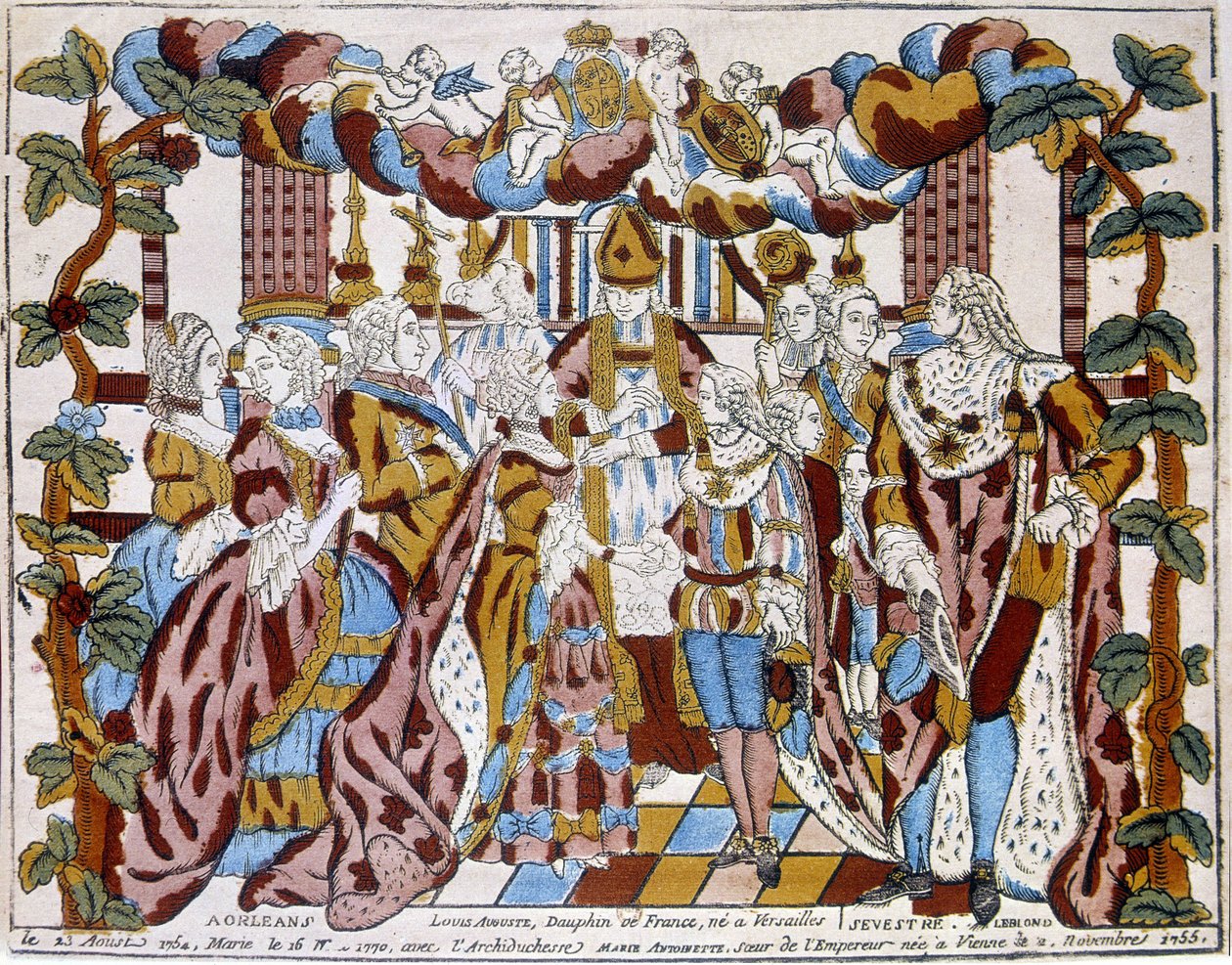 Casamento de Luís XVI com Maris Antoinette, por volta de 1774, em Orleans. de Unknown artist