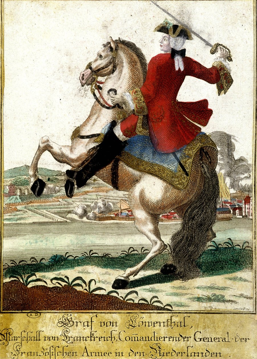 Marechal Loewendahl (1700-1755) na Batalha de Fontenoy, Bélgica de Unknown artist