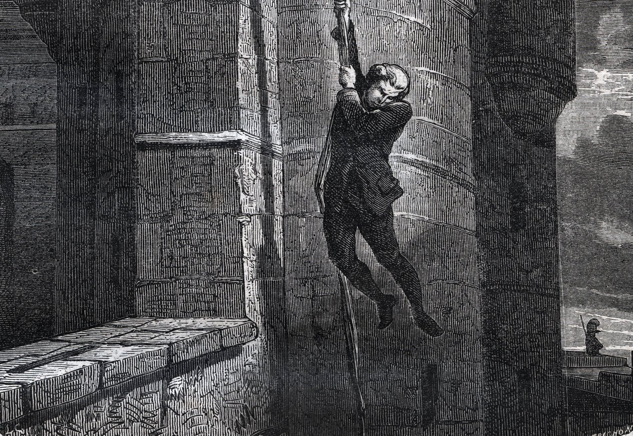 Masers De Latude fugindo da Bastilha - Escape de la Bastille de Jean Henry, dit Danry, dit Masers de Latude (1725-1805) - gravura em "Dictionnaire populaire illustrious" - 1864 - de Joseph Decembre e Edmond Allonier - de Unknown artist