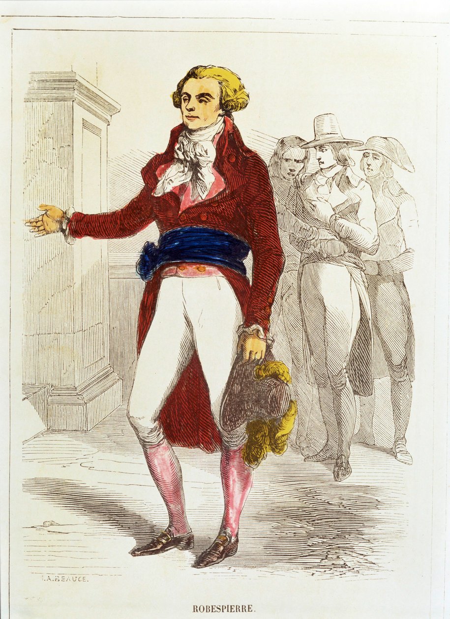 Maximilien Robespierre, Gravura a água-forte colorida à mão (gravura a água-forte colorida à mão) de Unknown artist
