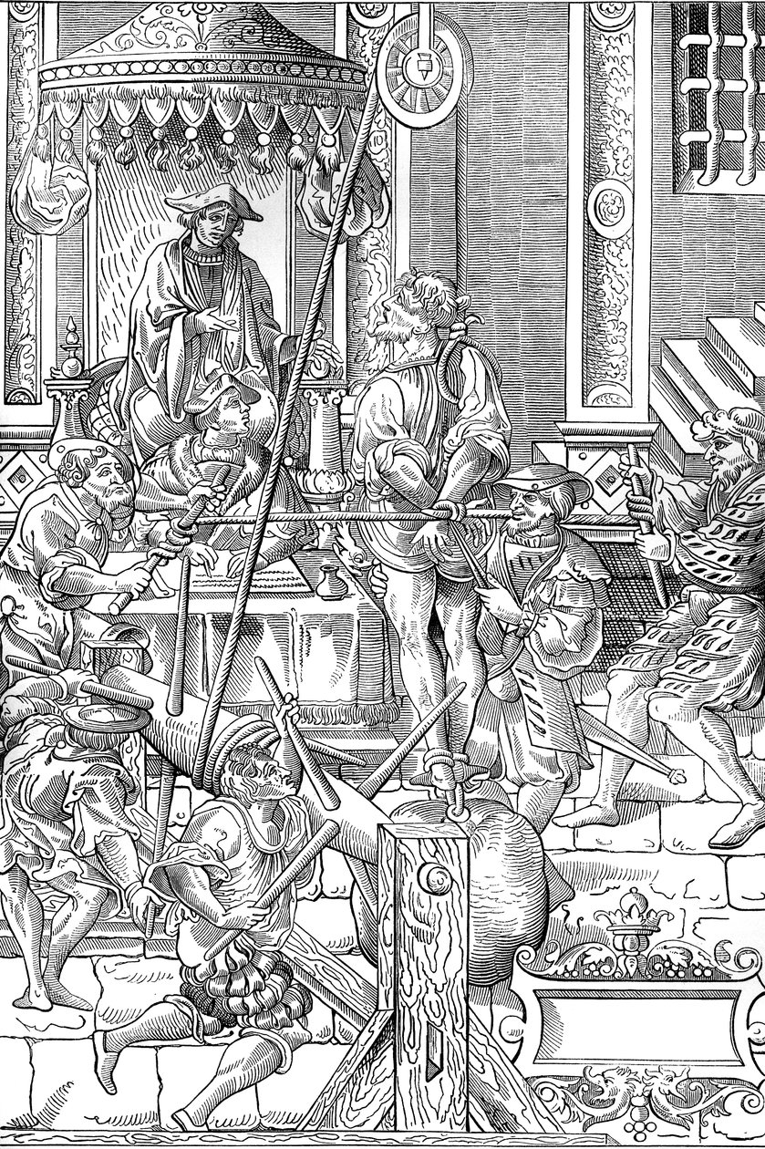Cena de tortura medieval: a estrapada de Unknown artist