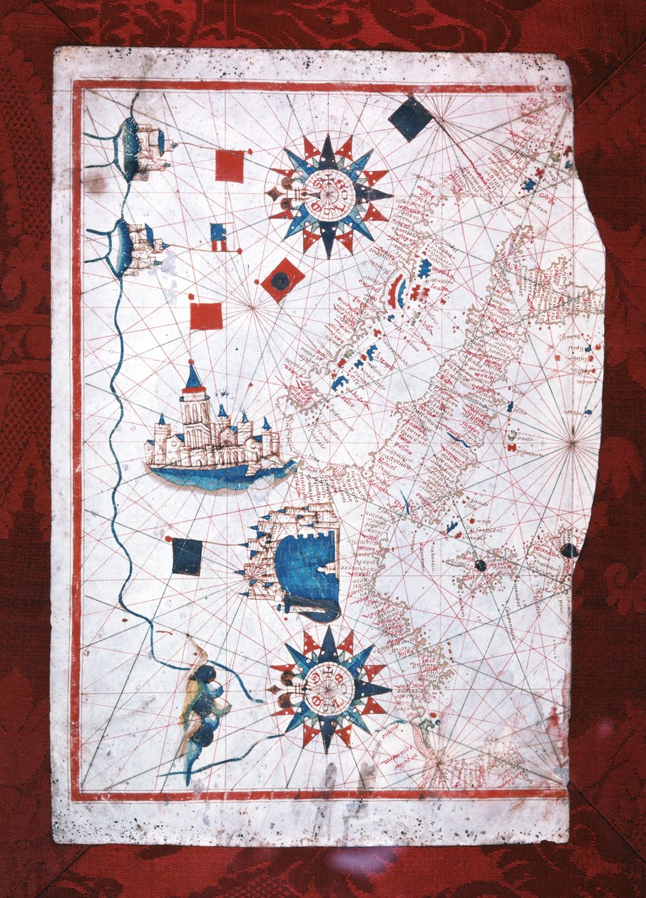 Mapa do Mediterrâneo: Barcelona e Lepanto de Unknown artist