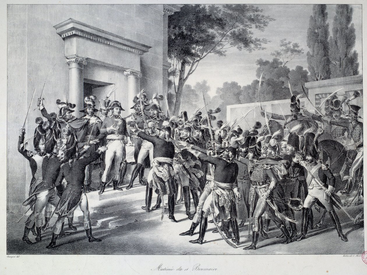 Reunião de generais e oficiais em Napoleão Bonaparte (1769-1821) por volta das 7 horas da manhã do 18 brumaire O Coup d