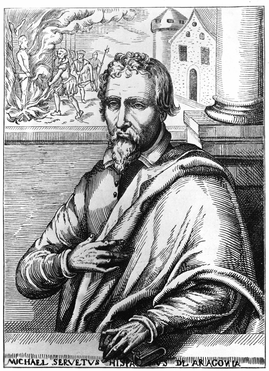 Michel Servet (Michel de Villanueva) (1511-1553), médico e teólogo espanhol. Gravação de Unknown artist