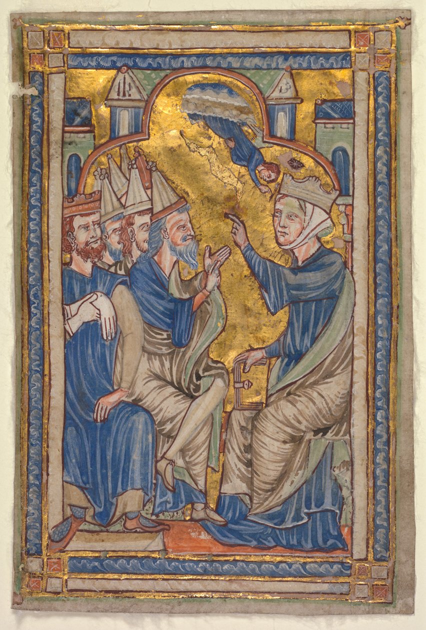 Miniatura de um compêndio da vida dos santos: Santa Catarina de Alexandria disputando com os cinquenta filósofos de Unknown artist