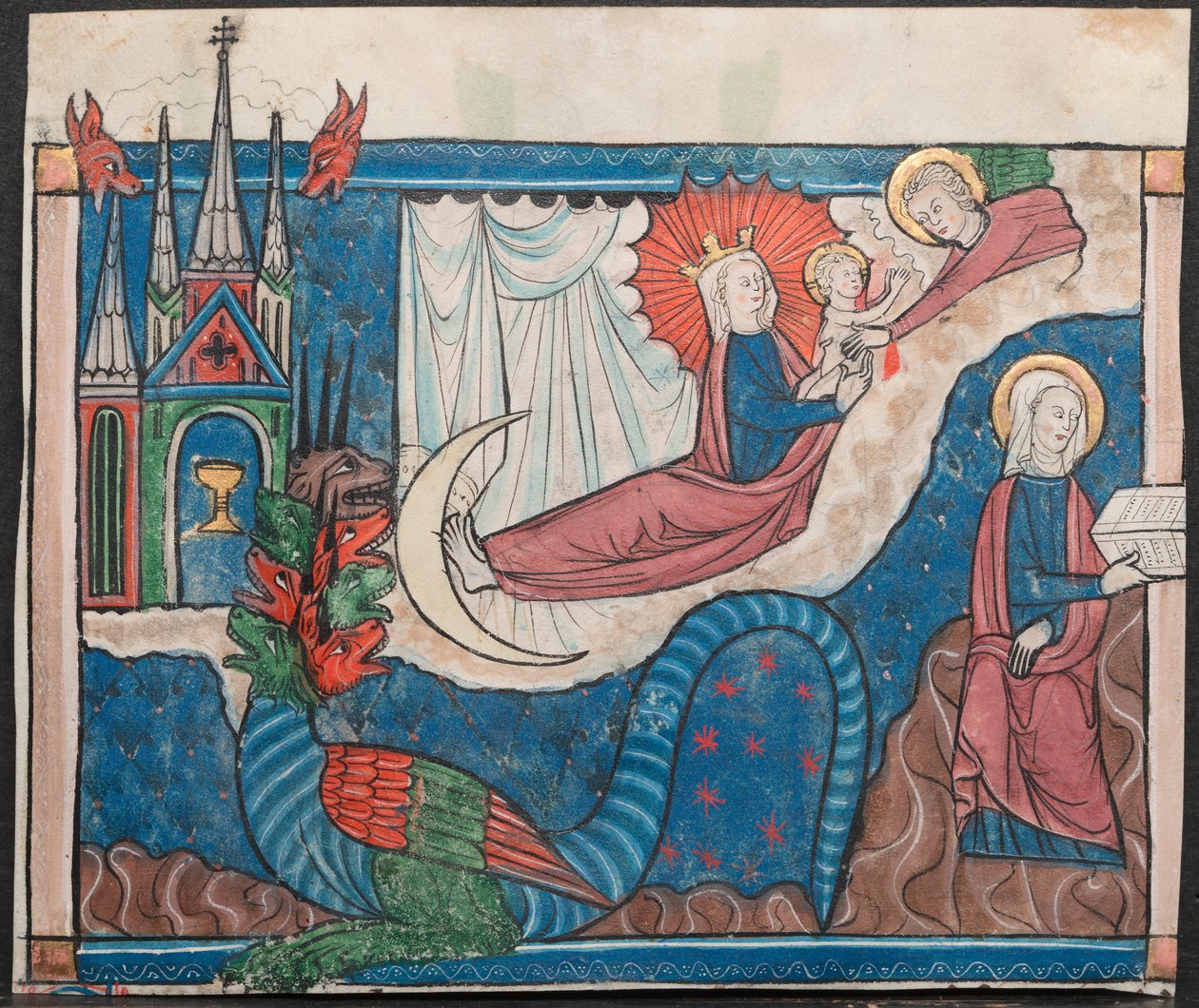 Miniatura de um Manuscrito do Apocalipse: A Mulher Vestida de Sol de Unknown artist