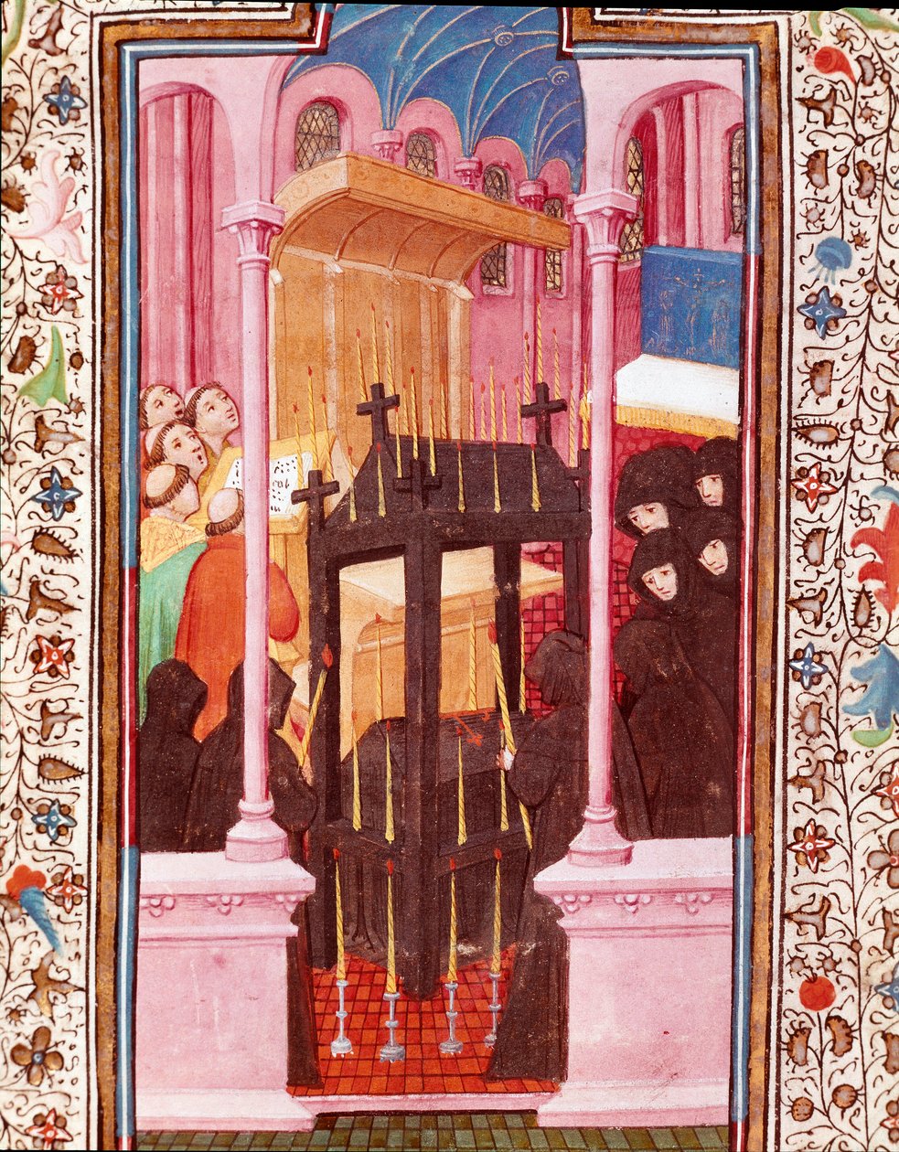 Cena funerária miniatura de "As Horas de Eduardo I (Duarte) de Portugal (1391-1438)" Lisboa do século XV, Torre do Tombo de Unknown artist