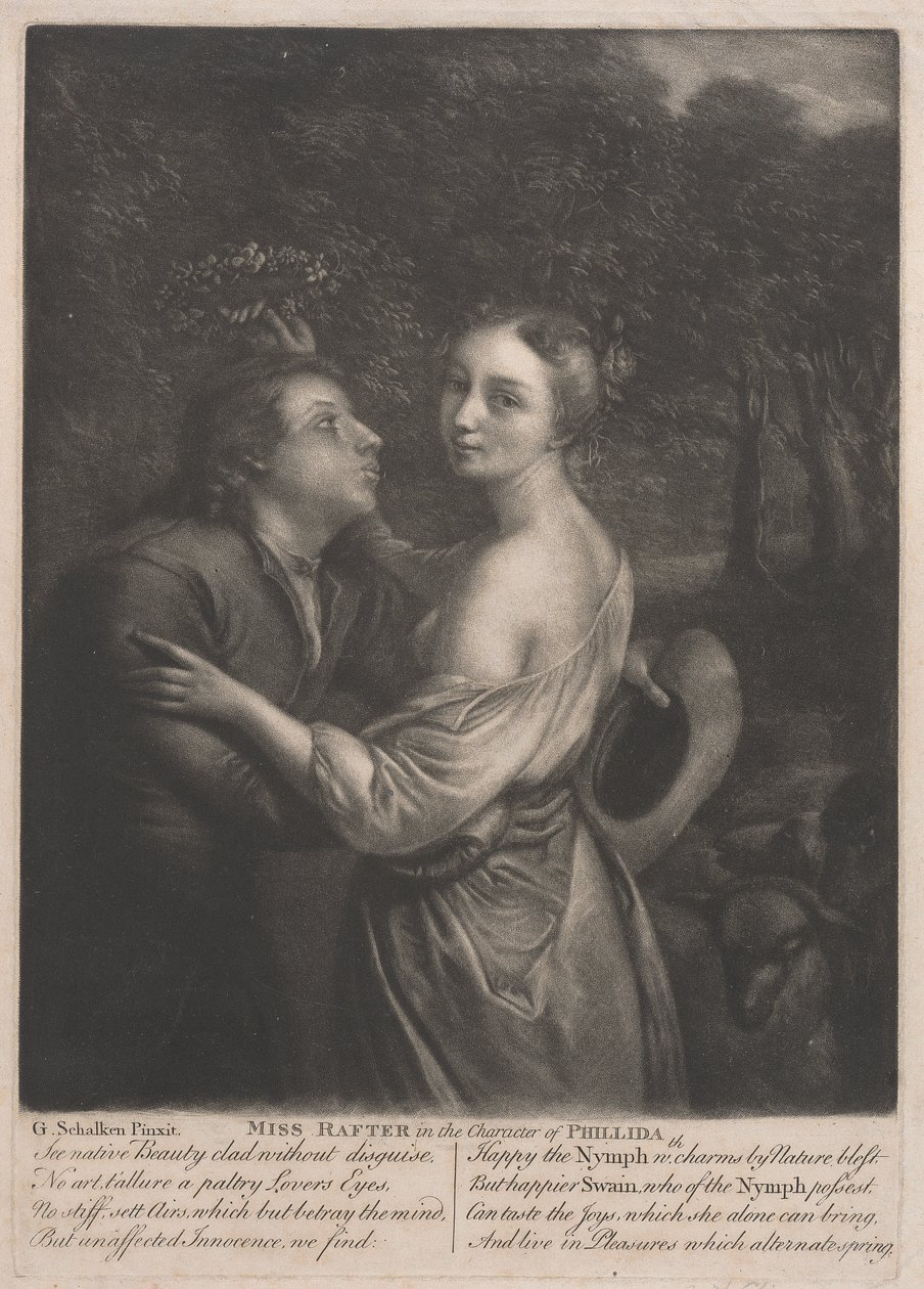 Miss Rafter (1711-1785) na personagem de Phillida de Unknown artist