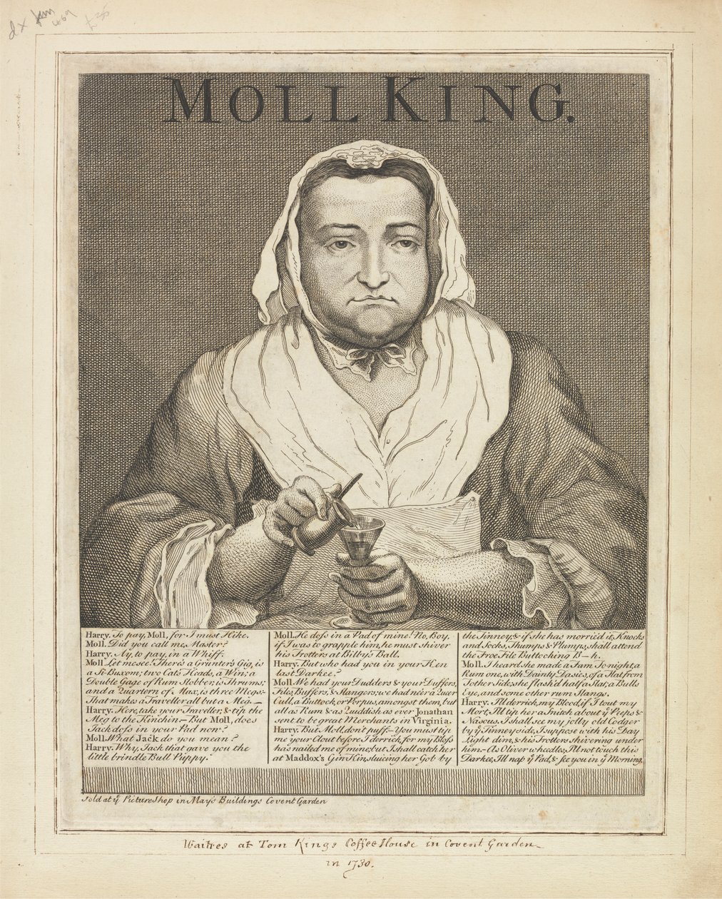 Moll King (Retrato Gravado em Broadside da Notorious Mistress of King