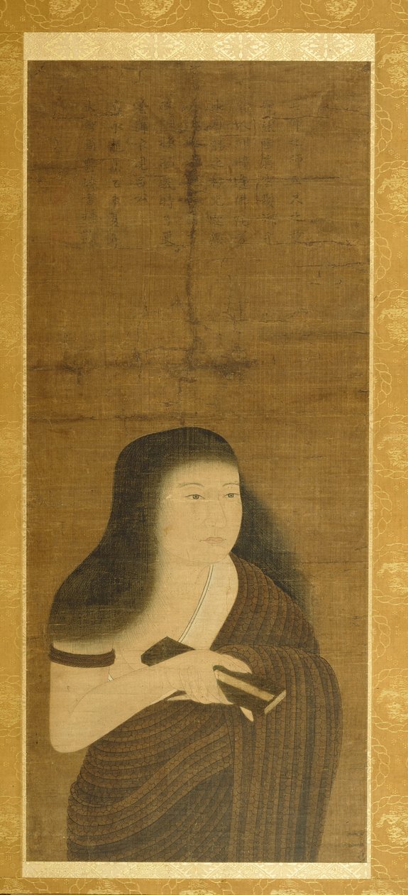 Monju vestido com um manto de erva entrançada (Nawa Monju) de Unknown artist