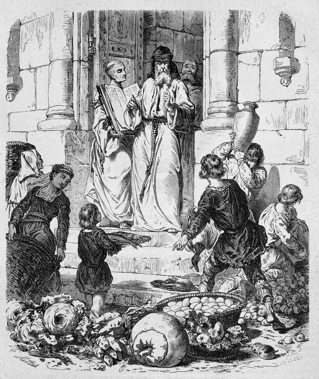 Monges recolhem o dízimo do povo - no "Histoire des popes", de Maurice Lachatre de Unknown artist